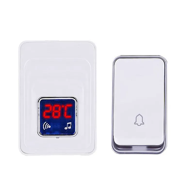 wholesale Pas de batterie Thermomètre sans fil Sonnette de porte Kit de sonnette Extérieur Intérieur Prise étanche dans l'affichage de la jauge de température ZZ