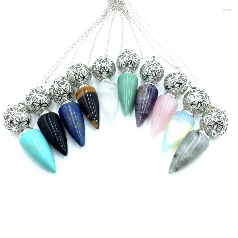 Pendant Necklaces Wholesale Natural Stone Amethyst Agate Crystal Small Bulb DIY Charm Fashion Necklace Jewelry Gift 18X55MM