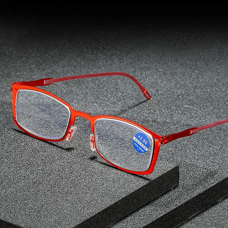 Nouveau Lunettes portatives de presbytie à l'épreuve des rayons bleus jambes de catapulte Ultra-minces et Ultra légères lunettes de personnes âgées d'âge moyen