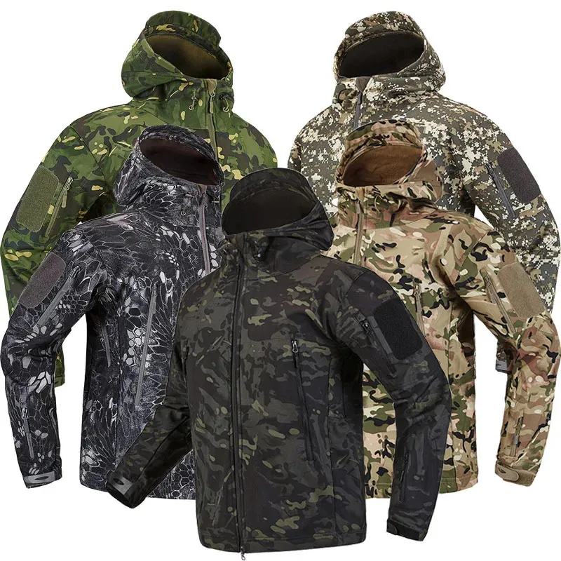 Lurker peau de requin coquille souple veste tactique hommes imperméable coupe-vent polaire manteau chasse vêtements Camouflage armée militaire 240115