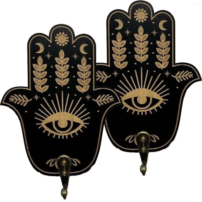 Ganci 2 pezzi con portachiavi con gancio per malocchio Robusto regalo a forma di mano Facile da installare Decorazioni per l'ingresso Montaggio a parete in legno