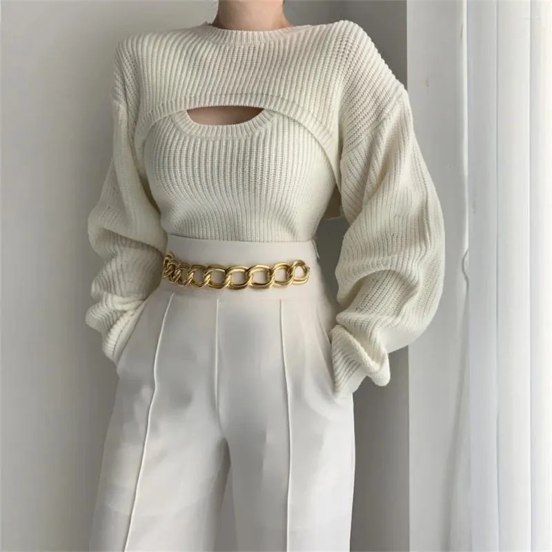 Женские свитера 2024, модная осенняя одежда, трикотажная одежда, свитер с длинными рукавами, кардиган, женский белый комплект из 2 предметов