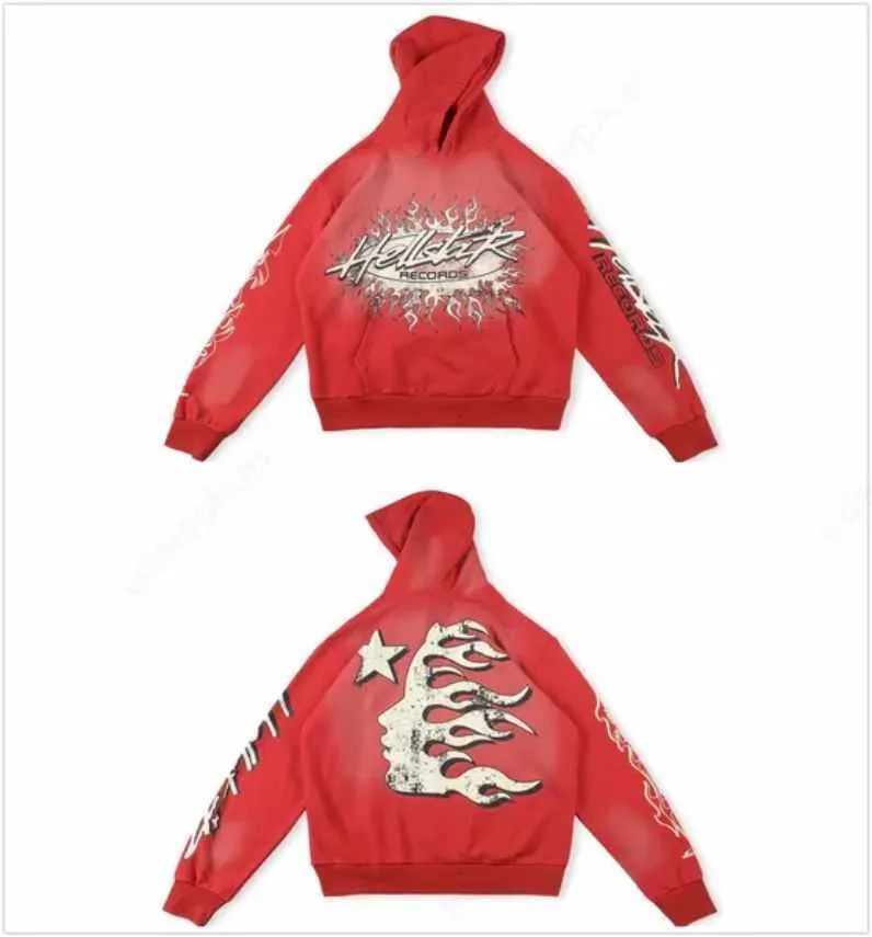 Hellstar Hoodie Designer Hoodies Sweatshirts Portre Portre Portre Yüksek Sokak Tide Hop Kalınlaştırılmış Athleisure El Boyalı Cepler Kadın Sweaters Hoody Hoodys JV