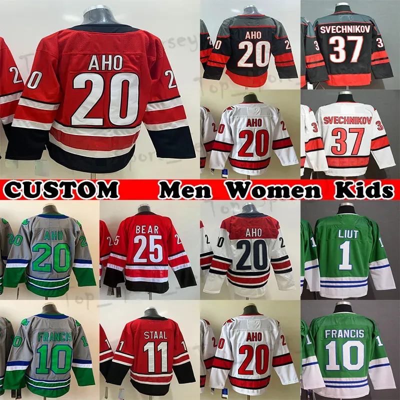 maglia da hockey 20 Sebastian Aho 86 Teuvo Teravainen 10 Ron Francis 37 Andrei Svechnikov Personalizzato Uomo Donna Gioventù Qualsiasi nome Qualsiasi numero mostra registro