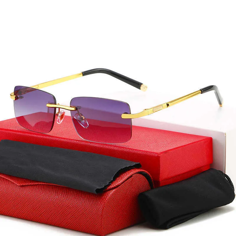 Nya Kajia ramlösa solglasögon för mäns affärskvadratens fyrkantiga glasögonram