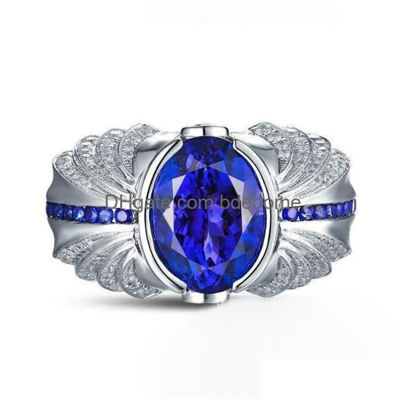 Band Rings Victoria Wieck Marka El Yapımı Erkek Turkuaz Takılar 4CT Sapphire 925 Sterling Sier Aly Band Ring Hediye 55 N2 Drop Deli Dhryw