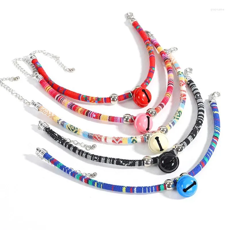 Dog Collars Colorful Nylon Cat Collar With Bell Kitten Harnesses Small Puppy Accessories Adjustable Necklaces Pet Belts Universal