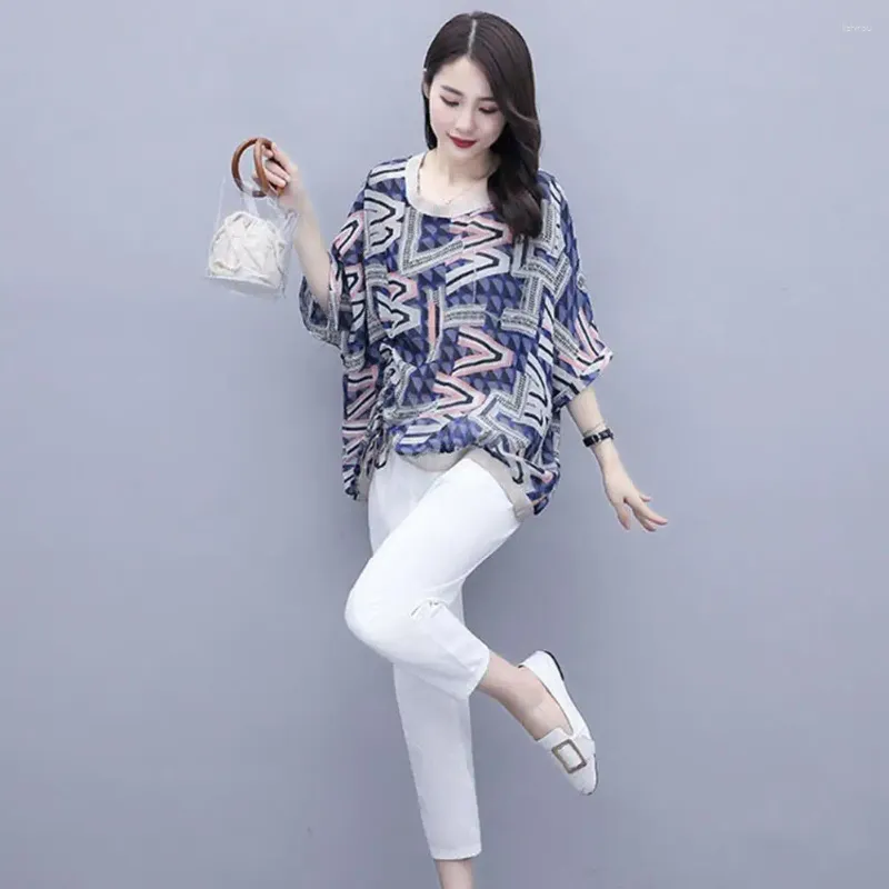 Dwuczęściowe spodnie damskie Damskie Tops Suit Spring Summer Lady Fashion Odzież Women Women Lose Casual Korea Style Slim Top Set