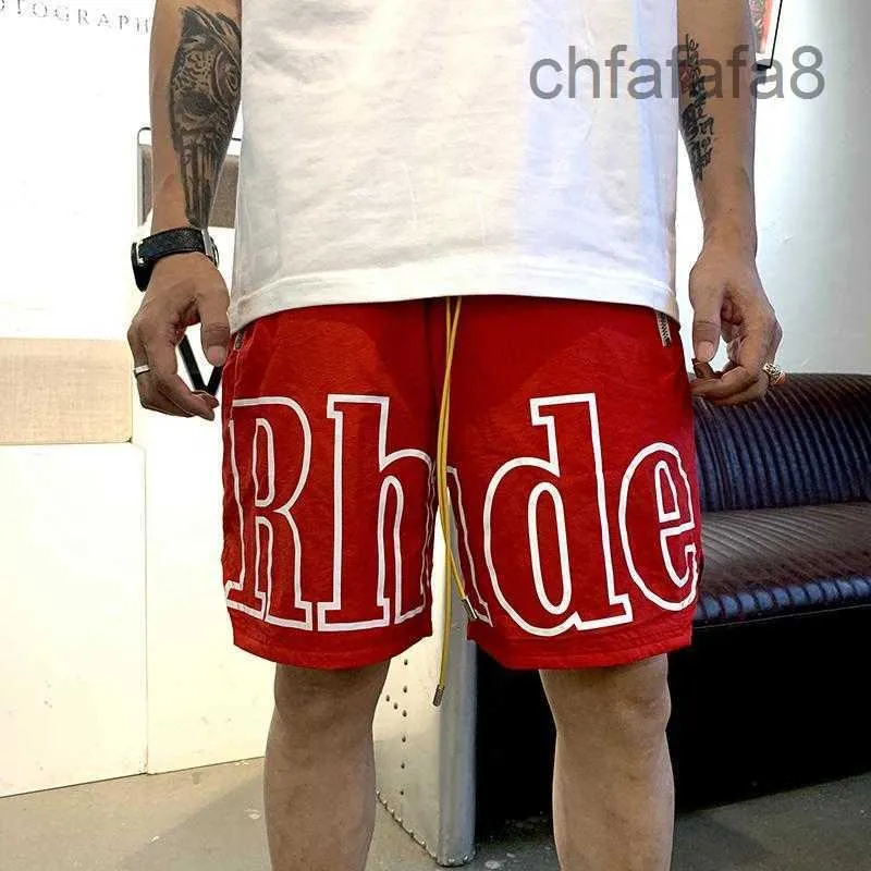 Rhude Shorts Designers Mens Basketball Short Pants 2021 Luxurys Summer Beach Palm Letter Mesh Street Fashion Sweatpants 9GWU