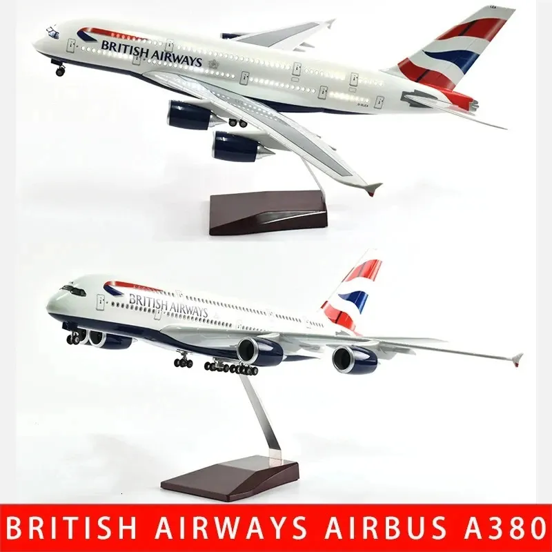 1/160スケール航空機ブリティッシュ航空飛行機モデルエアバスA380ボーイングB747 W軽い飛行機のおもちゃ飛行エアタカおもちゃ240115