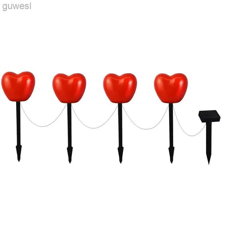 Lawn Lamps Set Of 6 Solar Heart Stake Lights For Valentines Day Decor Outdoor Waterproof Heart Shaped Light For Garden Pathway Durable YQ240116