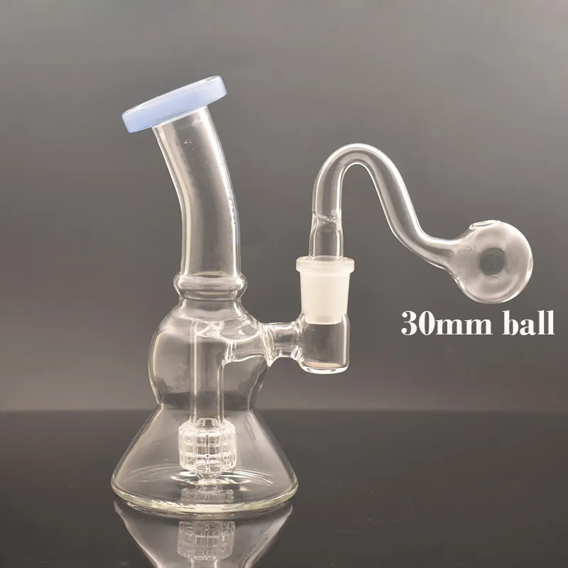 Wholesale Portable Small Glass Bong Hookahs Swiss Matrix Percolator for Tobacco Smoking Spoon Pipe Cigarette Cigar with 14mm Male Glass Oil Burner Pipe