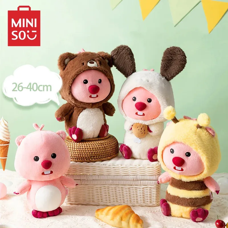 Miniso Loopy Series Lalk Siedzenie i ubieranie pluszowej zabawki dla dzieci Kawaii Dift Birthday Birthday Dift Anime Dekoracyjna poduszka 240115