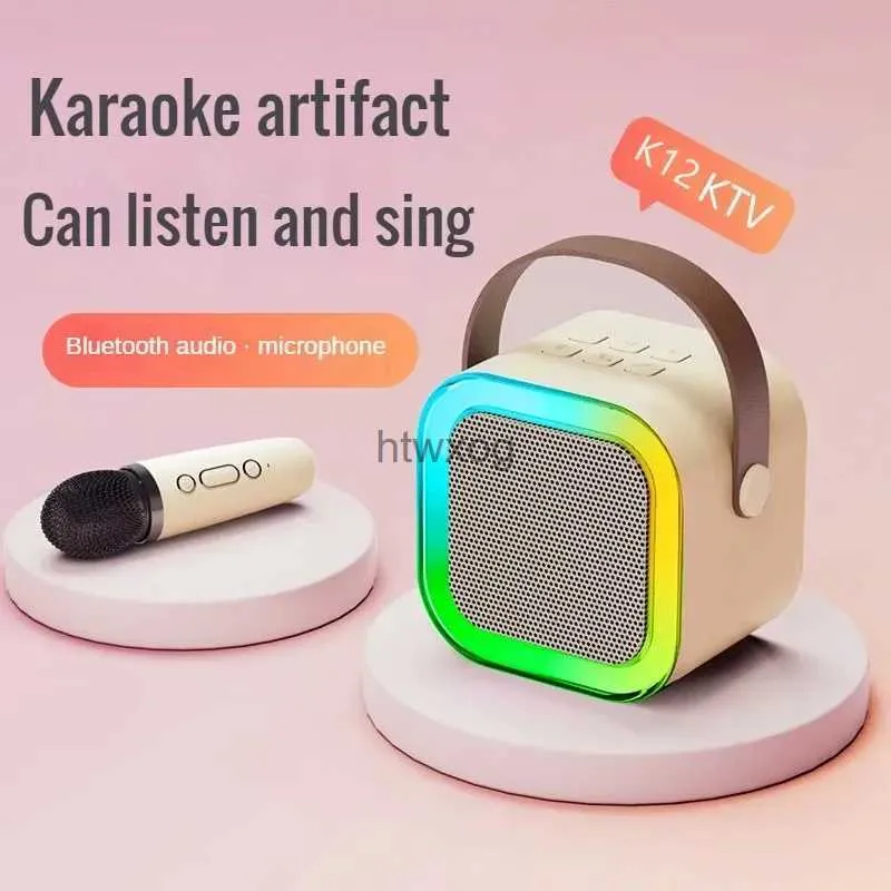 Altoparlanti portatili Altoparlante K12 Audio Bluetooth di fascia alta Piccola casa Ktv Microfono per karaoke Altoparlante Bluetooth per canto professionale per bambini Colonna YQ240116