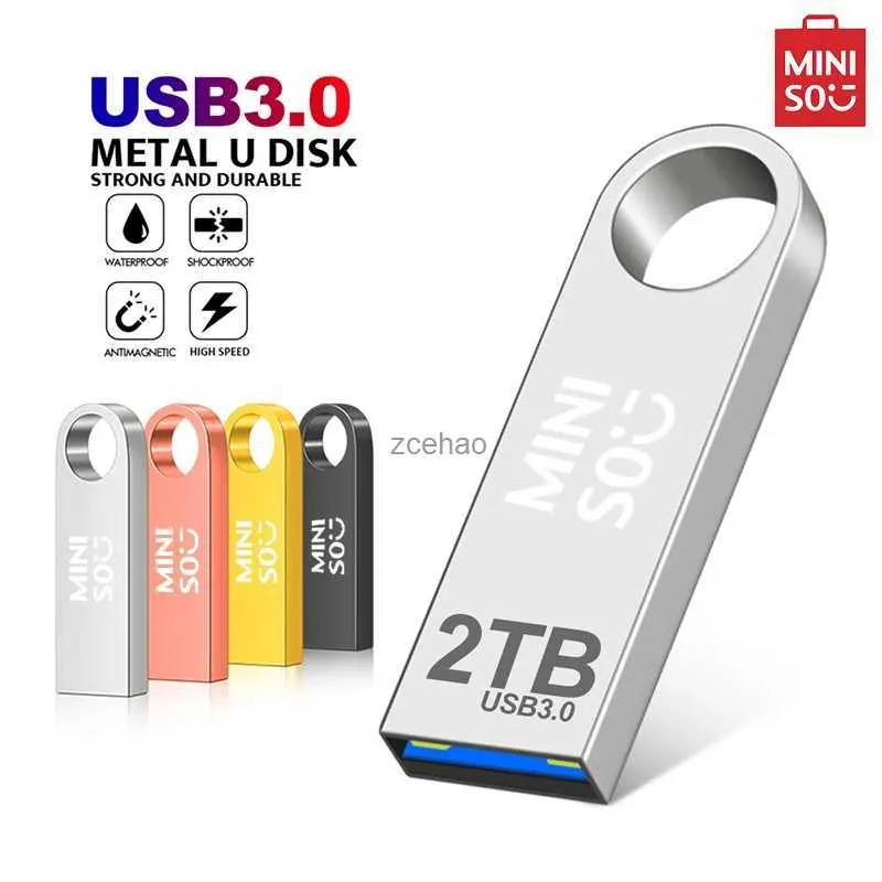 USB Flash Drives MINISO Super Usb 3.0 2 to clé USB en métal 1 to clé Usb clés USB 512G clé USB haute vitesse Portable SSD mémoire clé USB