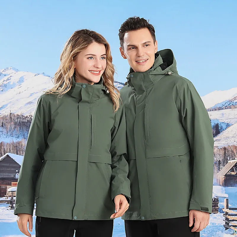 Nouveau Couple extérieur alpinisme costume Aoli peluche intérieur épaissi chaud deux pièces ensemble