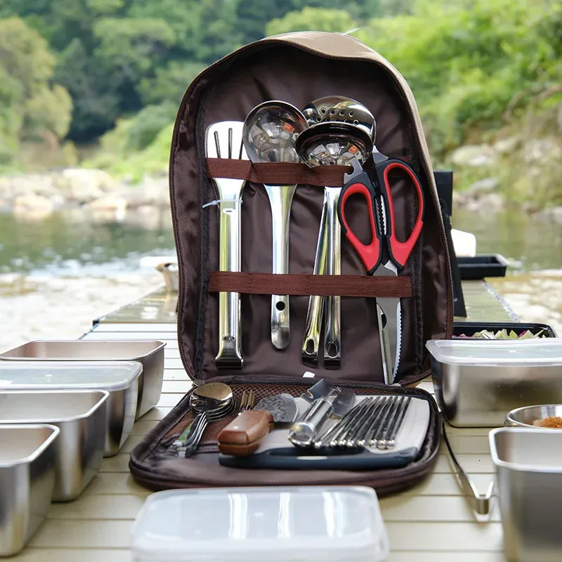 Outdoor Tableware Portable Set Picnic Knives Kitchenware Camping Supplies Equipment Self Driving Travel Kitchen 240116