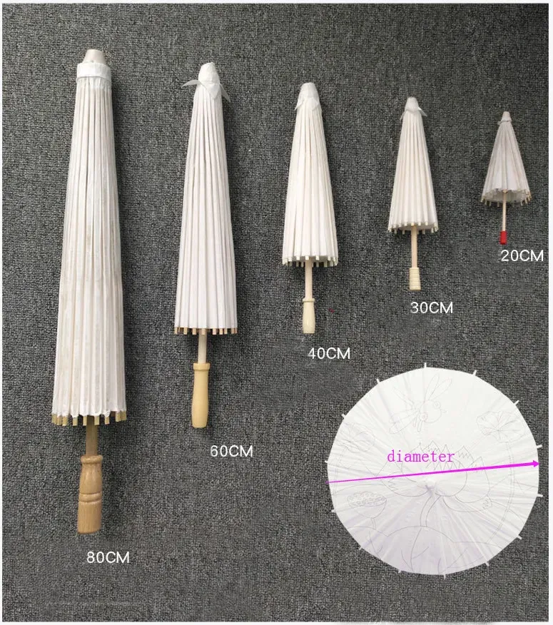 Paper Brida Wedding Umbrella White Parasols Handmade Plain Chinese Mini Craft Umbrella For Hanging Ornaments 4 Sizes HH7-993