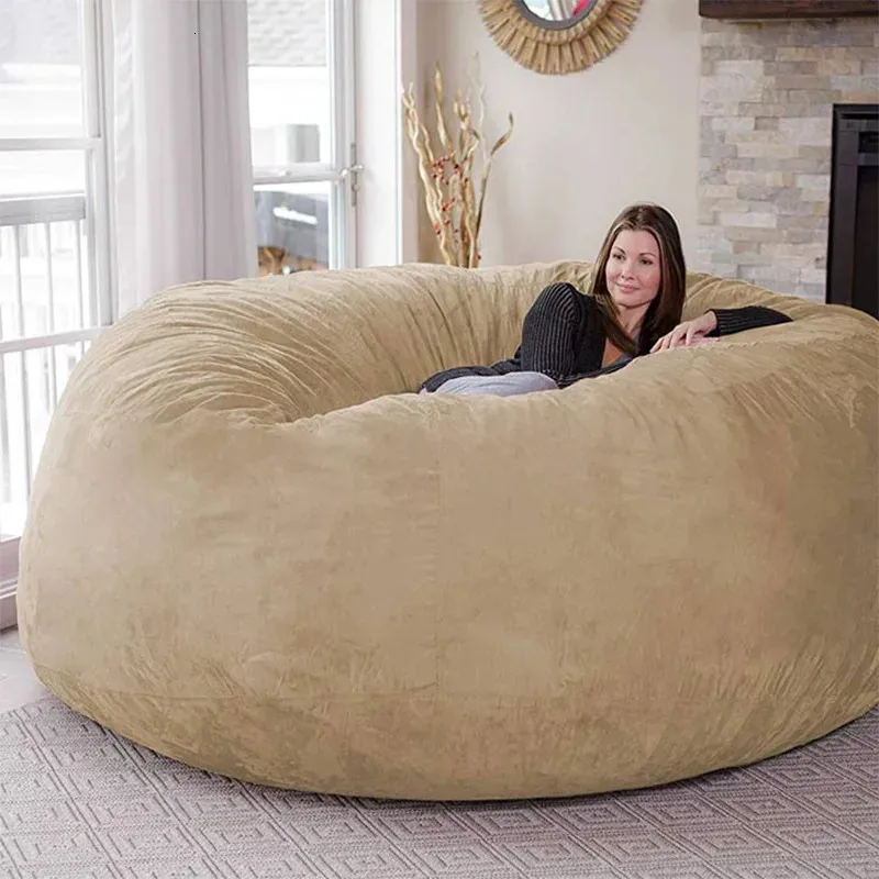 Ofylld bönpåse soffa täckstol jumbo vardagsrum bekväm beanbag kappa för avkoppling endast täckning 240116