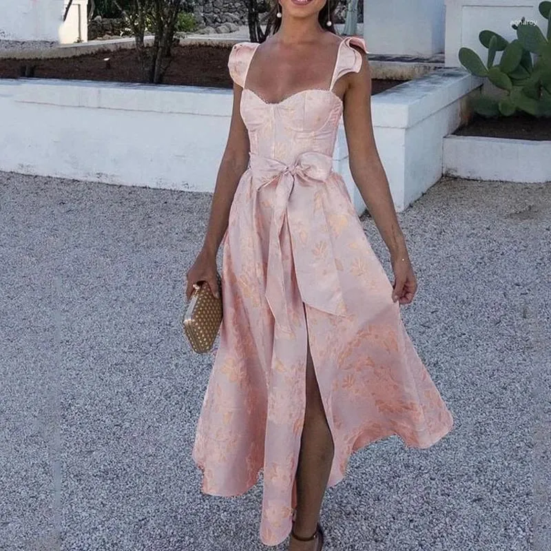 floral ankle length dresses AABEI DRESS Wedding Guest Dress A-Line V Neck 3/4 Length Sleeve Ankle –  Aabei Dress main image 0
