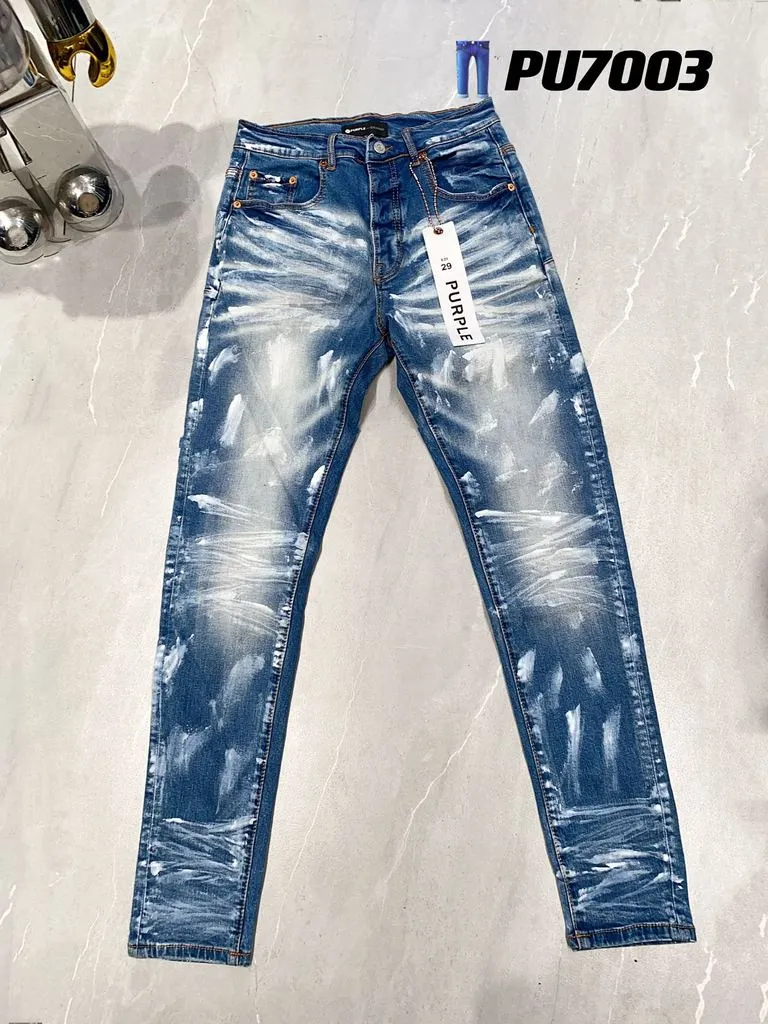 Heren jeans Paarse jeans Designer denim borduurbroek Mode gaten broek Amerikaanse maat 28-40 Hip Hop Distressed Ritsbroek rock revival echte mannen jeansGTKN