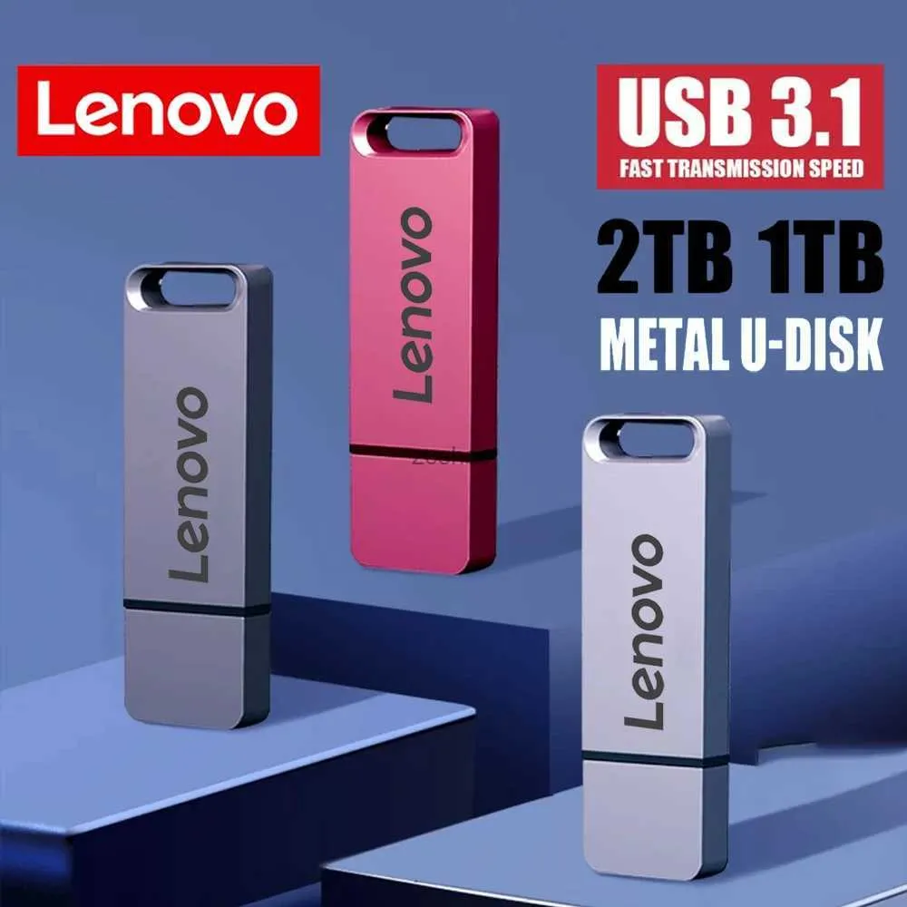 USB Flash -enheter Lenovo Pen Drive 2TB Höghastighet Flash Memory Metal Pendrive 1TB Flash Drive 512 GB 256 GB USB Memory Storage Device U Disk för PC