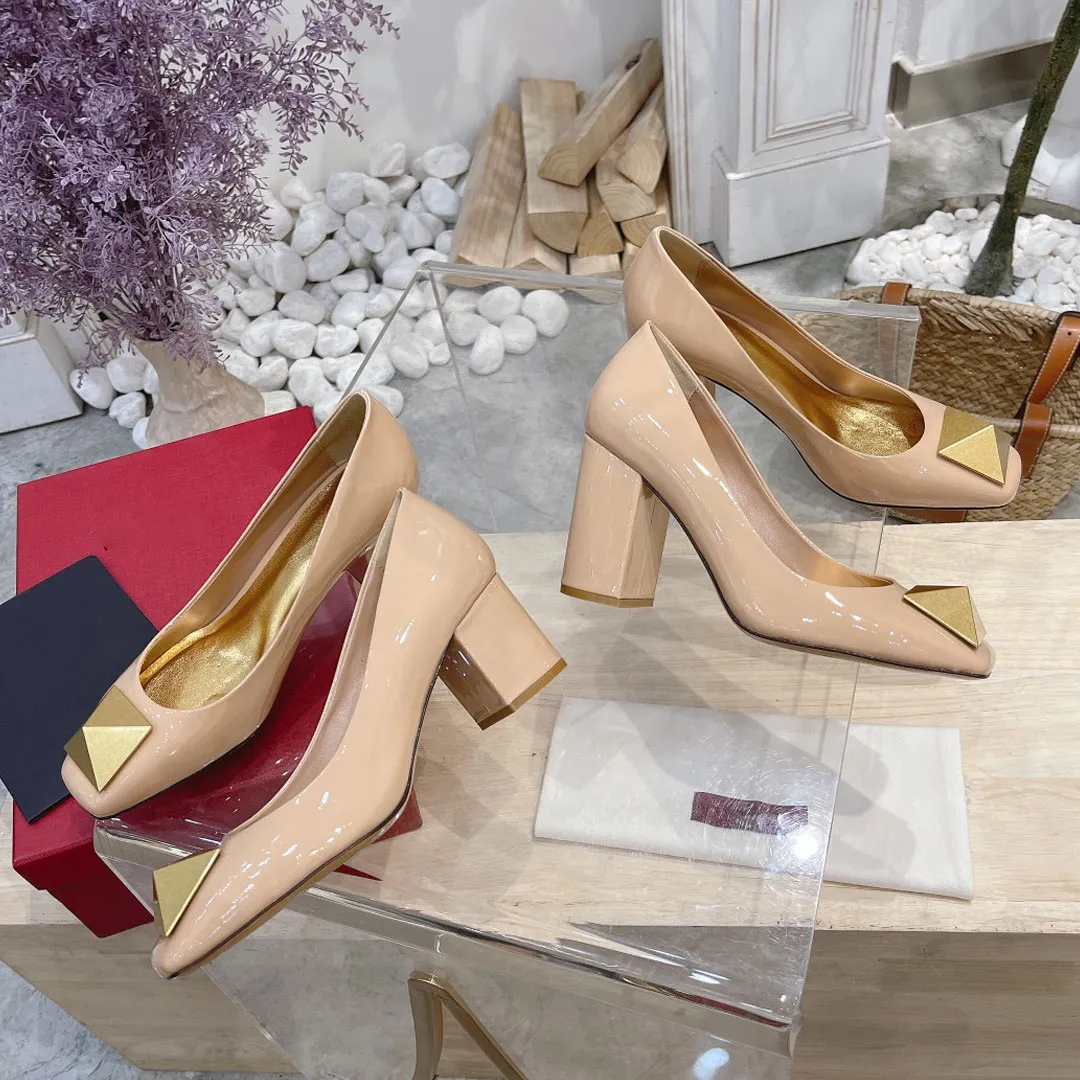 Wholesale Womens Designer High Heels Pyramid Spikes Studded Sandals In Matte Patent Leather At Only 101.6 DHgate.Com
