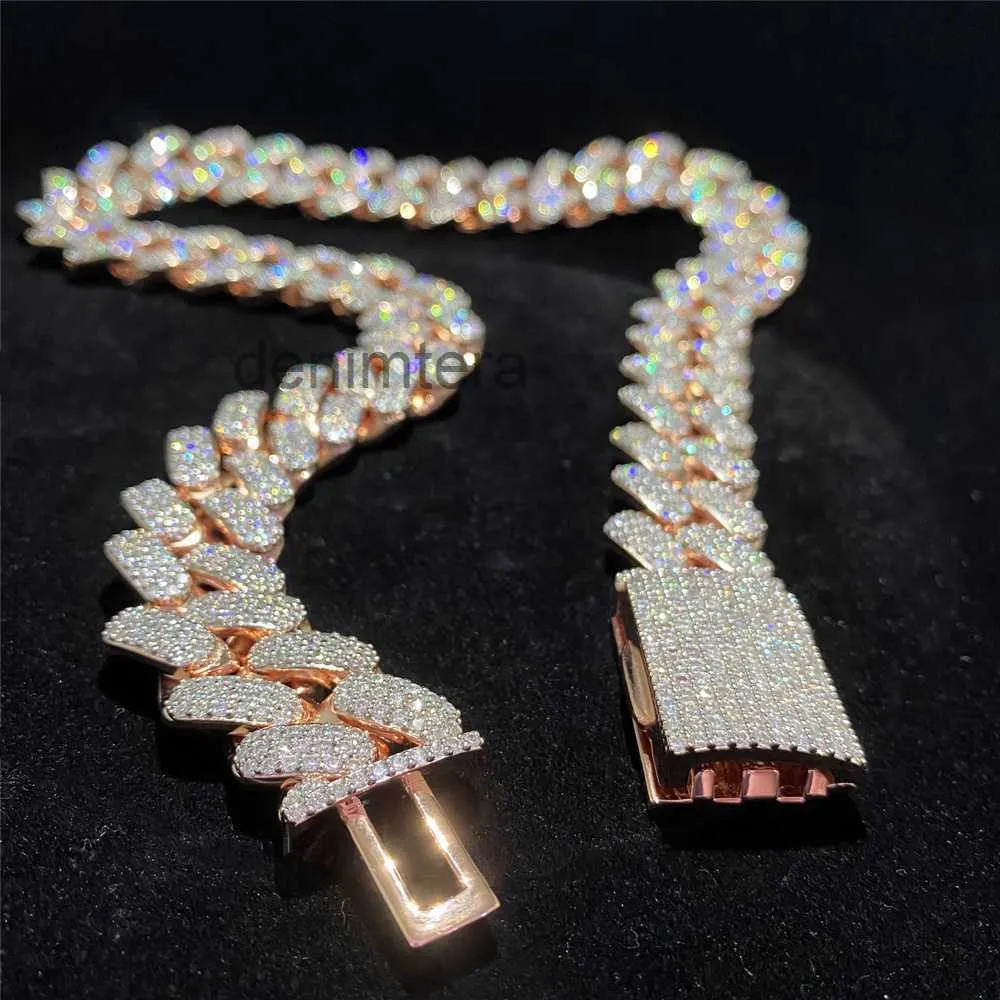 Klassische Miami-Stil Vvs Moissanit schwere kubanische Kette Iced Out Hip Hop Schmuck Halskette 925 Silber Diamant Link NWTZ