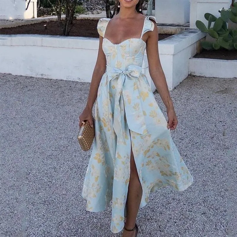 women's floral flowy dress PRETTYGARDEN Women Floral Boho Maxi Dresses Short Sleeve V Neck Smocke