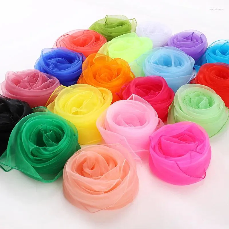 Sjaals snoep kleur vierkant sjaal sjaal vrouwen zomer chiffon transparante halsdoek hoofd nek sjaals kinderen dansen klein