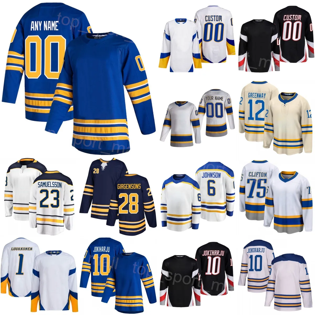 امرأة شباب رجل الهوكي 12 Greenway Jerseys 10 Henri Jokiharju 23 Mattias Samuelsson 1 Ukko-Pekka Luukkonen 75 Connor Clifton 28 Zemgus Girgensons 6 Erik Johnson