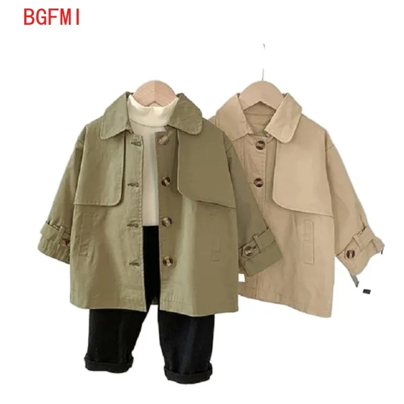 Модный плащ для маленьких девочек и мальчиков, хлопковая ветрозащитная куртка для малышей, осень-весна, детское пальто-пылезащитное пальто, верхняя одежда для малышей, От 1 до 7 лет 240116