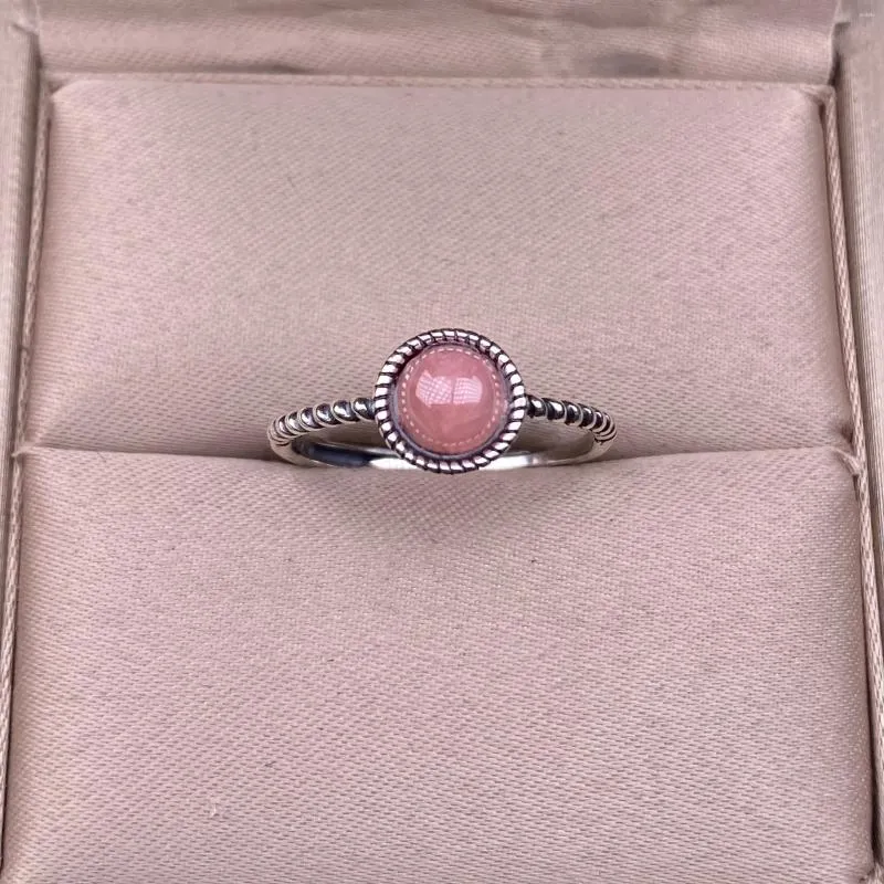 Cluster Rings HOYON Natural Pink Gem Ring S925 Sterling Silver Jewelry Exquisite Round Lotus Vintage Crystal Women's Accessories