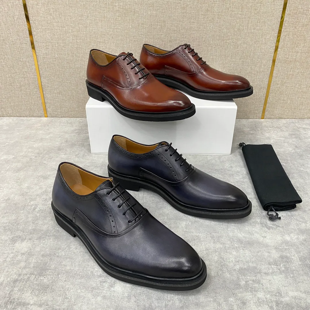 Créateur de mode de luxe à la mode nouveau produit chaussures formelles pour hommes chaussures en cuir à semelle épaisse chaussures Oxford laçage marron/violet 5-10 tailles de chaussures américaines