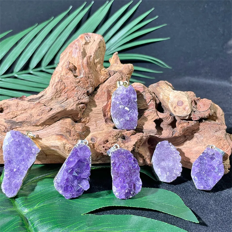 Natural Uruguay Amethyst Gemstone Irregular Cut Quartz Purple Crystal DIY Necklace Making Handmade Make Accessories