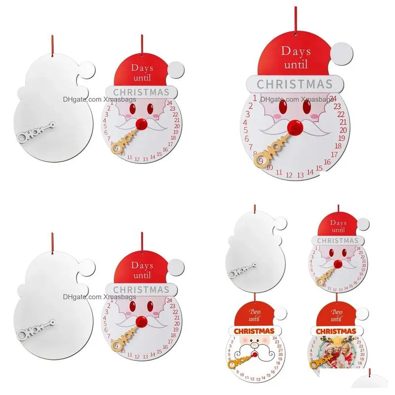 Sublimazione Decorazioni per l'albero di Natale Calendario per il conto alla rovescia Vuoti Mdf Ornamenti appesi in legno 1110 Consegna a goccia Dhpbn