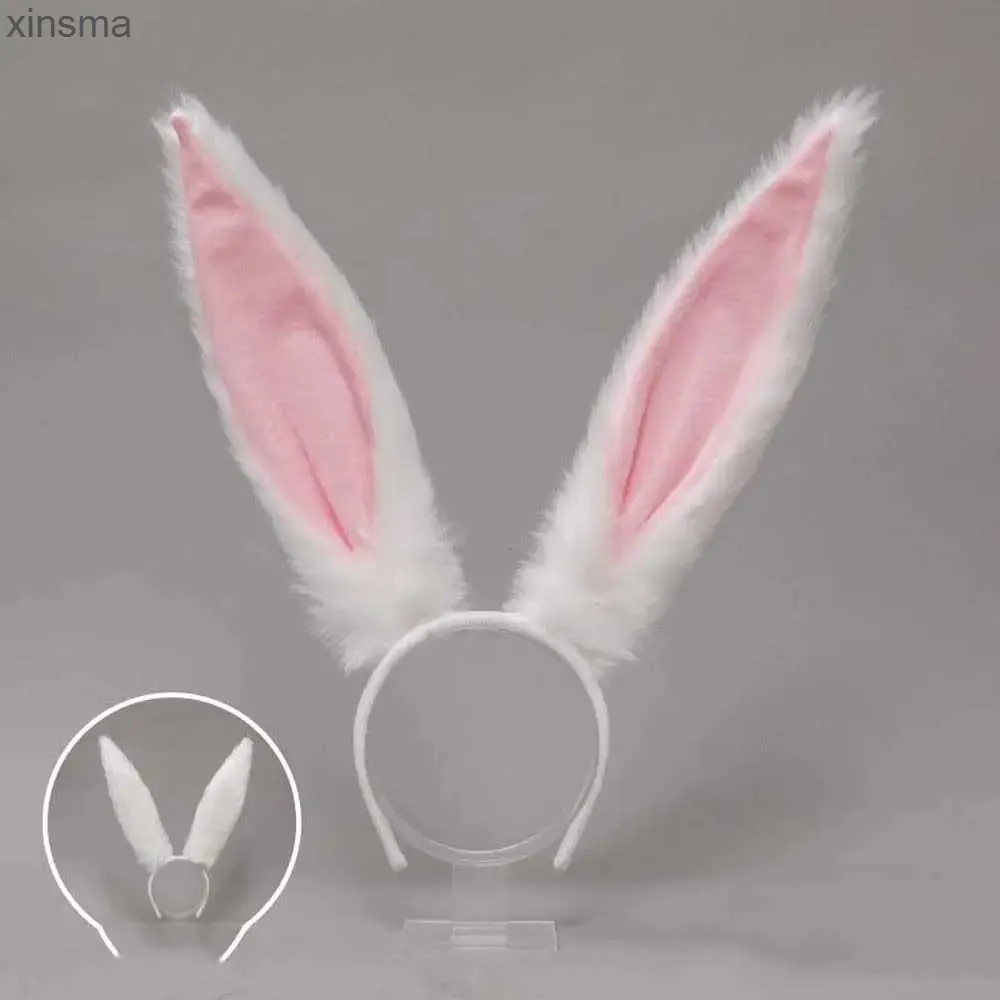 Diademas Divertido Otoño Invierno Orejas de conejos Animales de dibujos animados Cosplay Aro de pelo mullido Orejas de conejos Diademas Bandas para el cabello Estilo coreano YQ240116