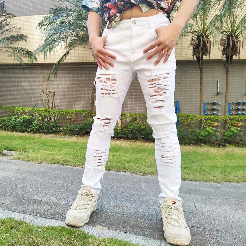 Men's Jeans Fashion Men Denim Designer Straight Hole All-match Brand White Red Black Pants Male Large Size Hip Hop Trousers