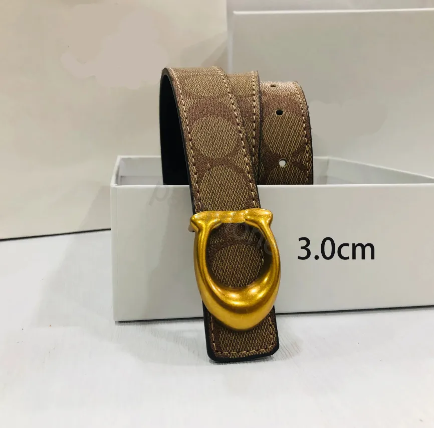 Ceinture classique avec boucle en métal pour femmes, ceinture imprimée de styliste pour hommes d'affaires, ceinture dorée de haute qualité