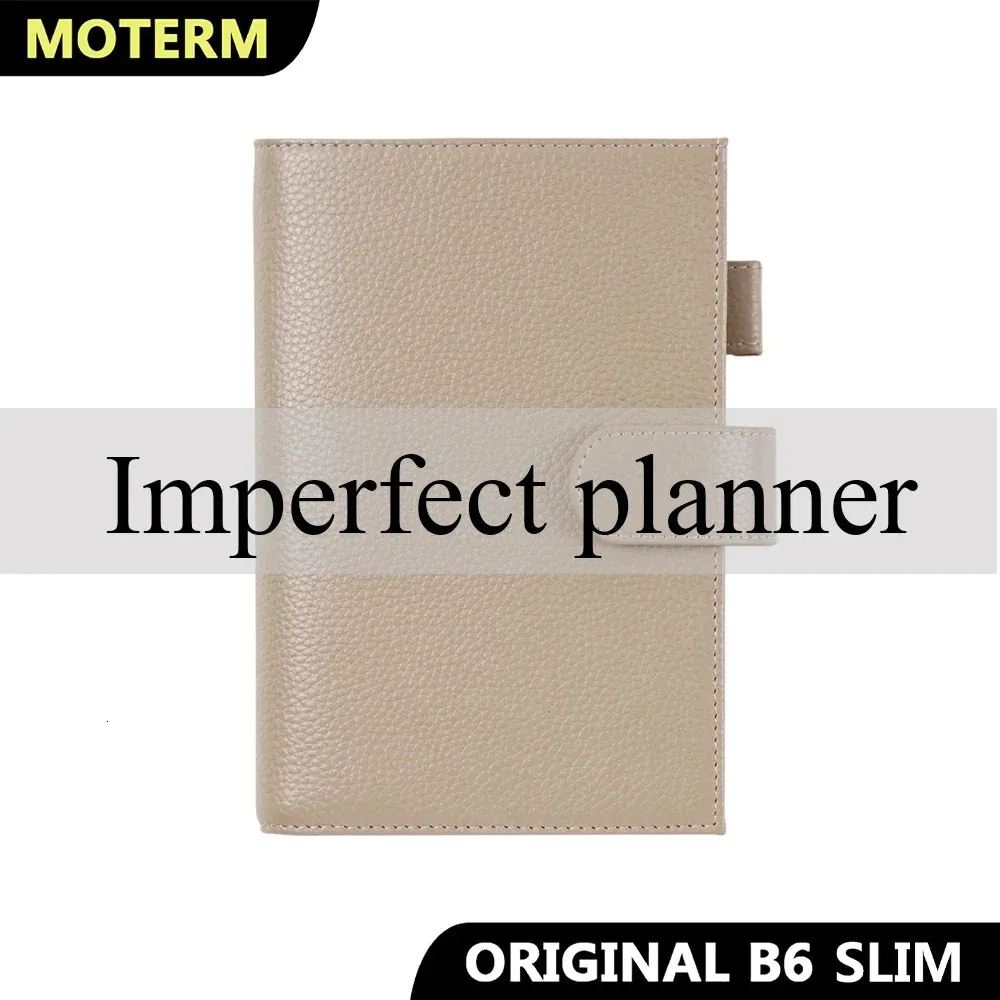 Moterm Original Series B6 Slim/ Min Jibun Techo NotebookのSlim/ Minカバー本物の小石の粉howhideプランナーカバー240115