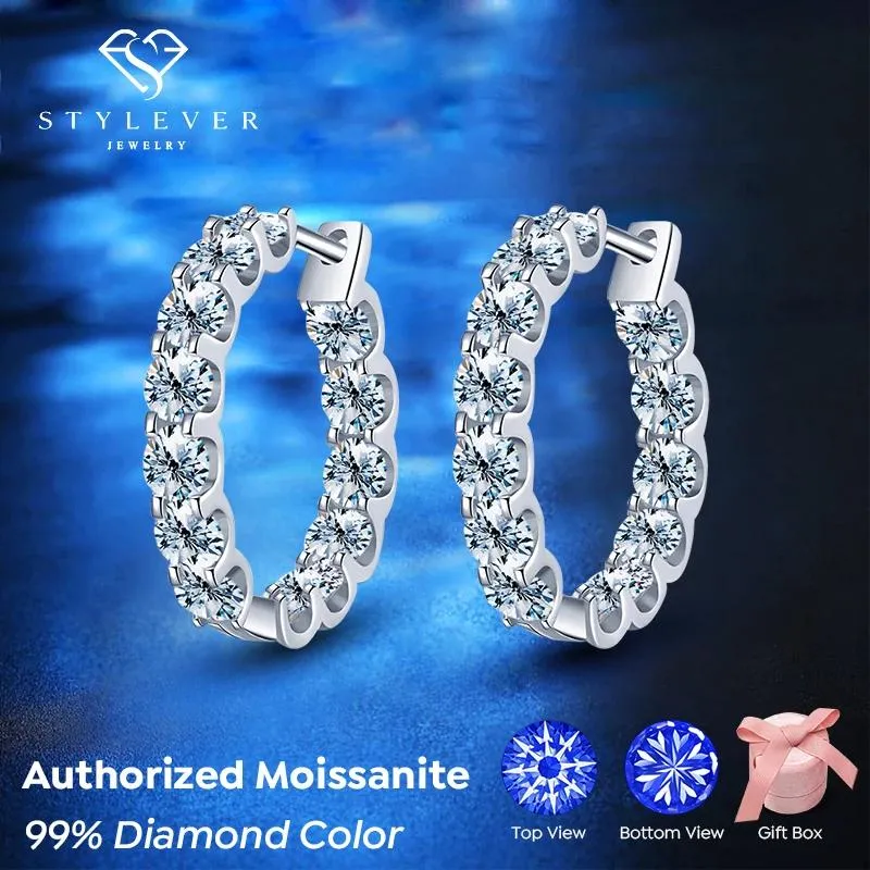 Earrings Stylever 2.6ct D Color Moissanite Diamond Earrings Sterling Sliver Wedding Hie Hoop Earring for Women Wedding Jewelry