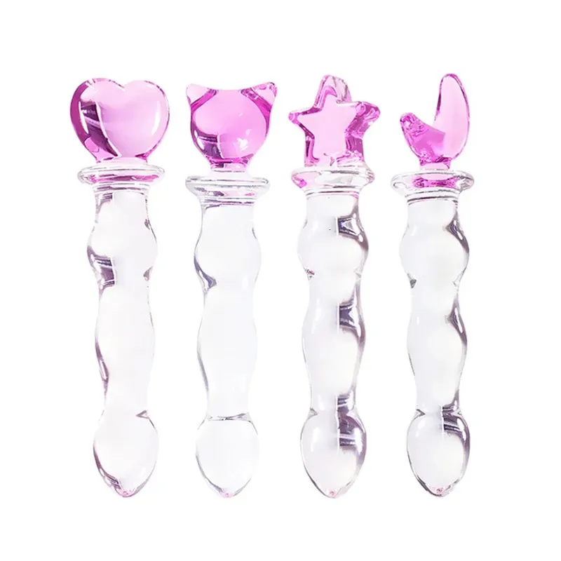 Gay Sex Products Butt Plug Vaginal Anal Stimulation Vibrator Beads Crystal Glass Dildo Penis for Women Toys 240115