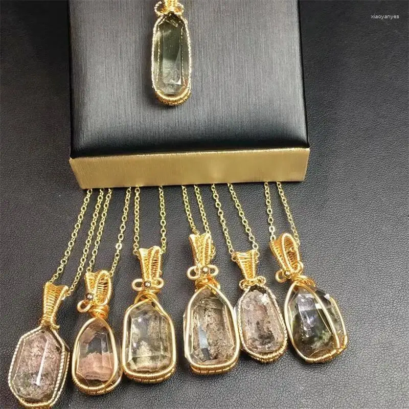 Decorative Figurines Natural Color Garden Quartz Cooper Wire Pendant Crystal DIY Necklace Healing Classic Women Jewelry Accessories