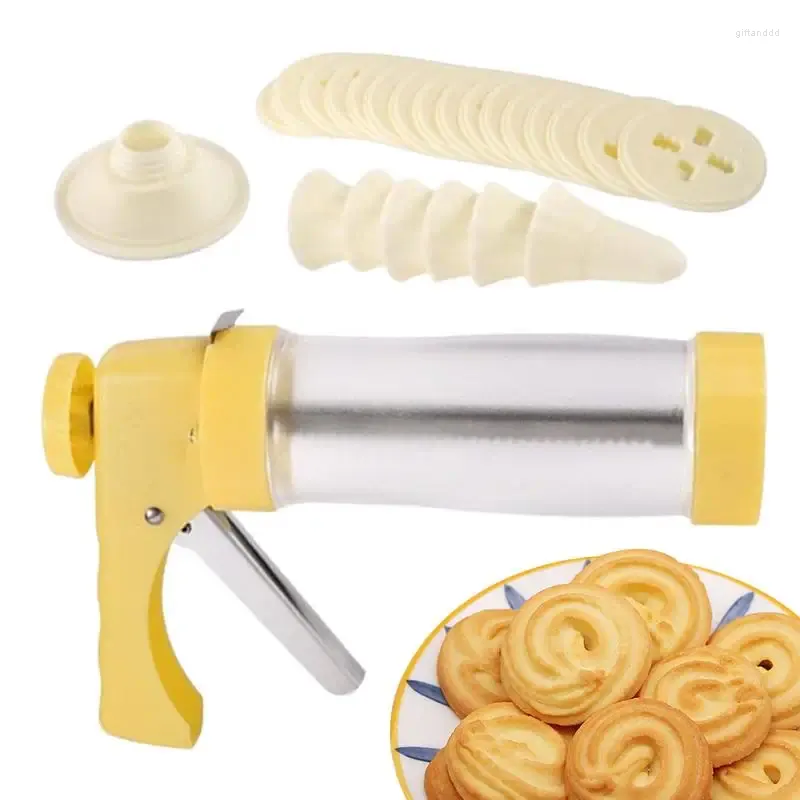 Moldes de cozimento Biscoito Maker Ferramenta Cookie Press Kit de Confeiteiro Cortador Molde Guun com 16 Discos 6 Dicas para Cookies