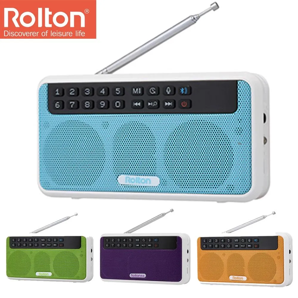 Radio Rolton E500 Wireless FM Radio 6W Hifi Stereo Bluetooth Speaker Music Player Digital Radios ficklampan LED Display Mic Record TF