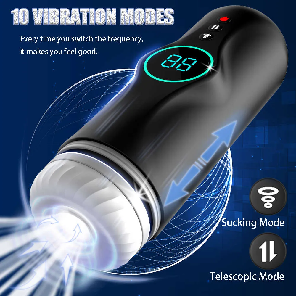 Sex Toy Massager Automatisk Masturbateur Homme Automatique Telescopic Vibration Vagina Stimulator Toys Men Piston Pour