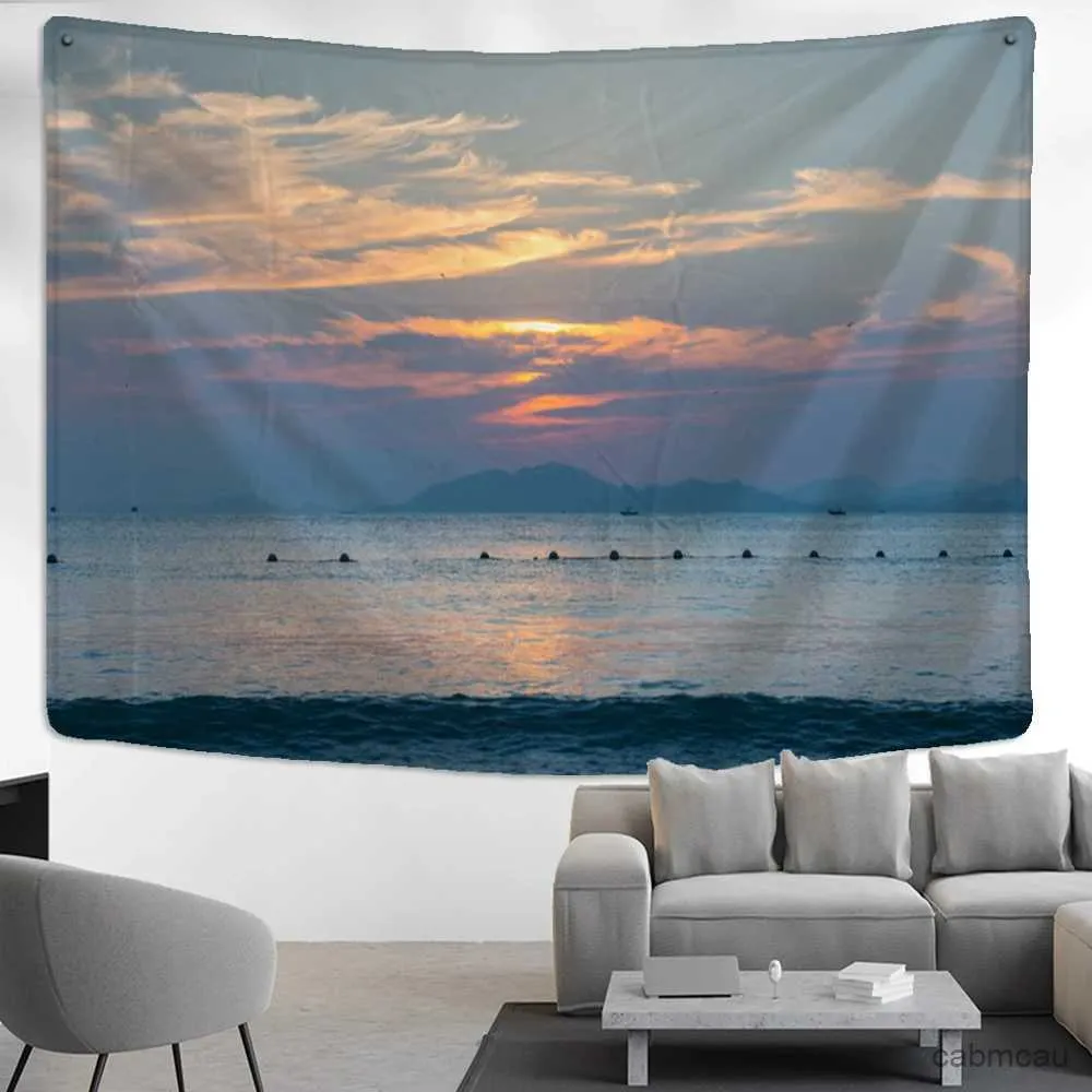 Tapeçarias pôr do sol nível do mar paisagem tapeçaria parede pendurado boêmio estética natureza arte casa dormitório sala de estar decoração
