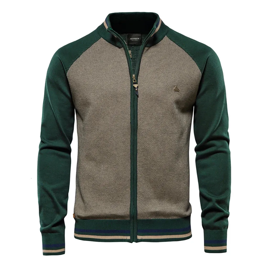 AIOPESON Spliced Cardigan Uomo Streetwear Casual Maglione di cotone di alta qualità Uomo Inverno Moda Cardigan di marca per uomo 240115