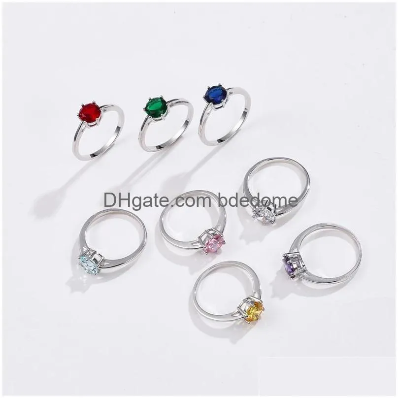 Anello solitario Inalis Anelli con smeraldo naturale per donna 8 mm Classico Sier 925 Gioielli Anello di fidanzamento con pietra preziosa Regalo raffinato 1740 Q2 Dhiz4