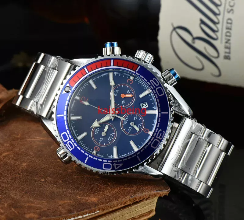 138 Omeg Nuovi sei aghi Punti di lusso Orologio al quarzo da uomo di alta qualità Top Brand Designer Orologio Cintura in acciaio inossidabile Uomo Accessori moda Regali di festa fh06